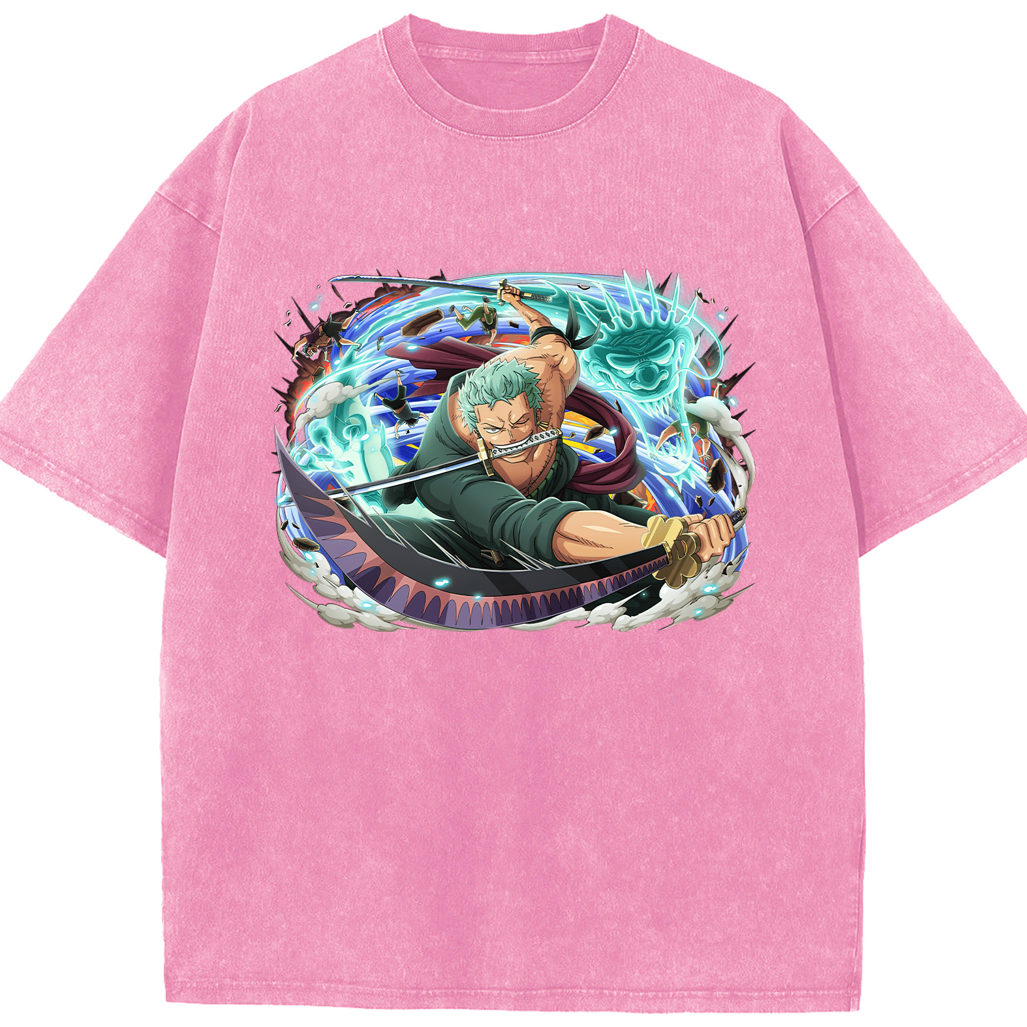ワンピース ロロノア・ゾロ ONE PIECE Roronoa Zoro 綿100% ヴィンテージ風 半袖Tシャツ（フロントプリント）